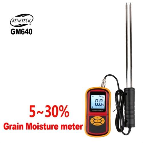 BENETECH Digital Grain Moisture Meter Hygrometer Tester Electrical With GM640 3%-5% Backlight Plant Humidity Measuring Device