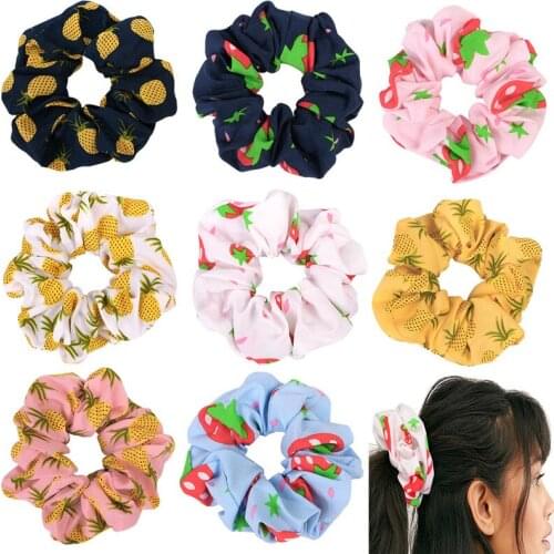 Free shipping fruit printed womens lovely hair Scrunchies korea style Hairties Hair Accessories Ponytail Holder