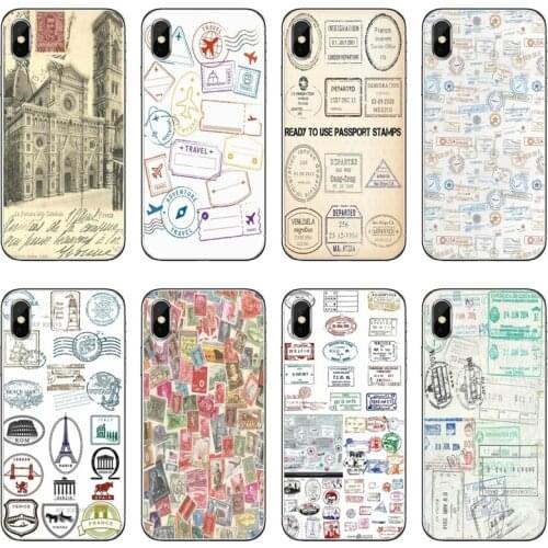 Retro Post Card passport stamps Phone Case For Samsung Galaxy A71 A70 A60 A51 A50 A41 A40 A31 A30 A20E A21S A12 A10 A7 A5 A3