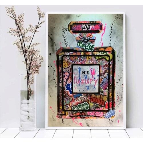 Graffiti Art Perfume Canvas Painting Street Art Fashion Women Prints and Poster Wall Art Picture for Living Room Home Decor