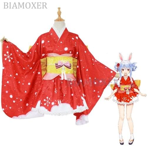 VTuber Usada Pekora Cosplay Kimono Hololive Fantasy Bunny Girl Ear Cosplay Costumes Halloween Outfit All set