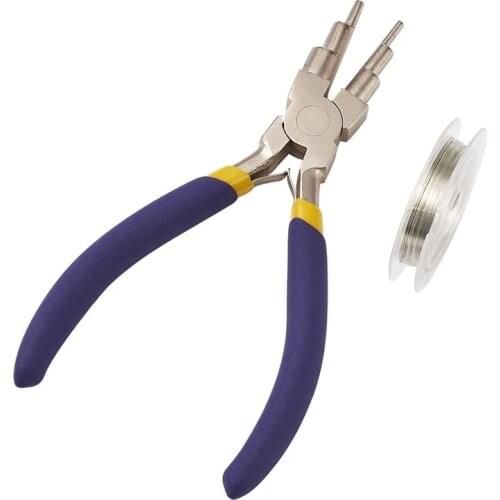 Pandahall 1 Set Carbon Steel Round Nose Pliers and Copper Jewelry Wire for Jewelry Making DIY Accessories DIY Jewelry Tool Set
