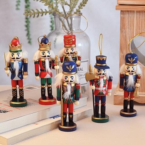 New Year Decor Kids Doll 1Pcs 12cm Wooden Nutcracker Soldier Merry Christmas Decoration Pendants Ornaments for Xmas Tree Decor