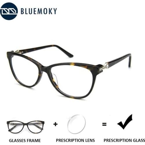 BLUEMOKY Progressive Prescription Glasses Women Cat Eye Optical Spectacle Acetate Myopia Blue Ray Photochromic Custom Eyeglasses