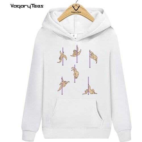 Autumn Funny Sloths Pole Dancing Print Sweatshirt Cute Animal Graphic Oversized Hoodies Unisex Cartoon Tops Pullovers