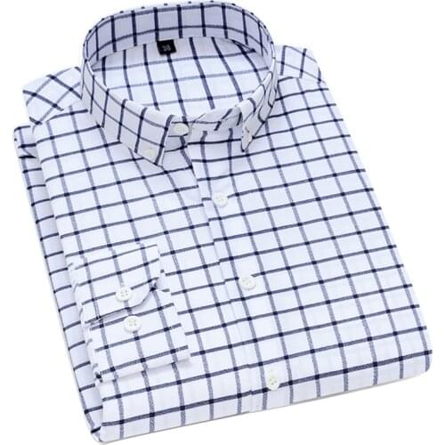 Aoliwen brand men Anti wrinkle plaid long sleeve shirts for men 2021 Spring new soft breathable lapel classic casual slim shirts