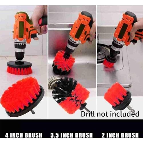 2/3.5/4'' Electric Scrubber Brush Drill Brush Kit Plastic Round Cleaning Brush Tool for Carpet Glass Car Tires Nylon Brushes