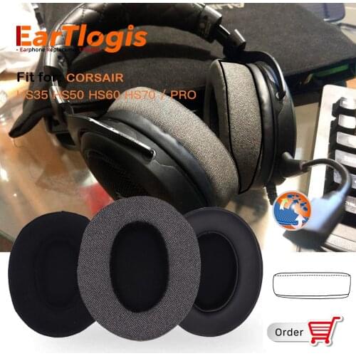 EarTlogis Replacement Ear pads for CORSAIR HS35 HS50 HS60 HS70 PRO Headset Parts Earmuff Cover Cushion Cups Pillow