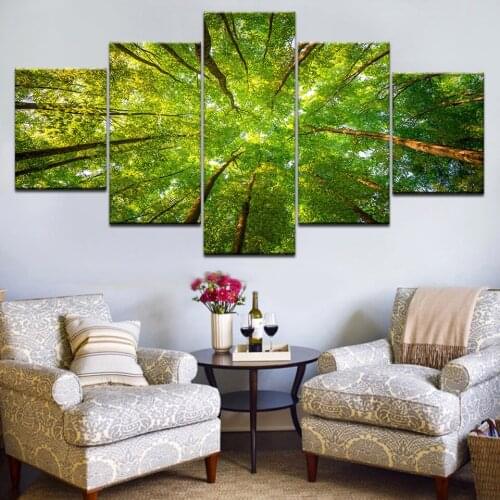 Modern HD Canvas Framework Home Decor Printed Pictures 5 Panel Woods Landscape Living Room Painting Modular Wall Art Poster