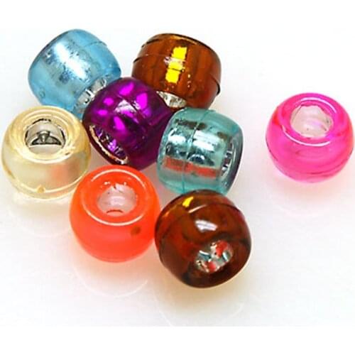 Loose beads,6*9mm silver foiled Plastic Beads,random mixed color sold of 900pcs