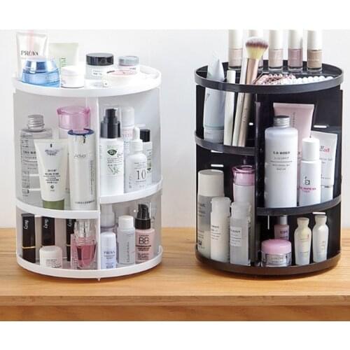 Rotating Makeup Shelf Organizer Fashion 360-Degree Cosmetic Storage Box Brush Holder Jewelry Organizer Case Detachable Shelf