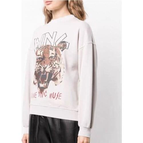 Brand Luxury Design 2021 Autumn Winter Fashion Classic Tiger Head Digital Print Cotton Women Round Neck Long Sleeve Sweater A4