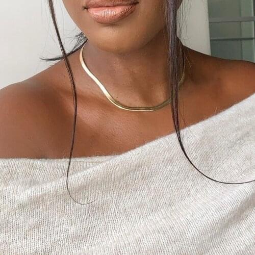 Snake Chains Choker Necklaces Titanium With 18K Gold Women Jewelry Punk Party Designer Club Ins Rare Japan Korean Trendy