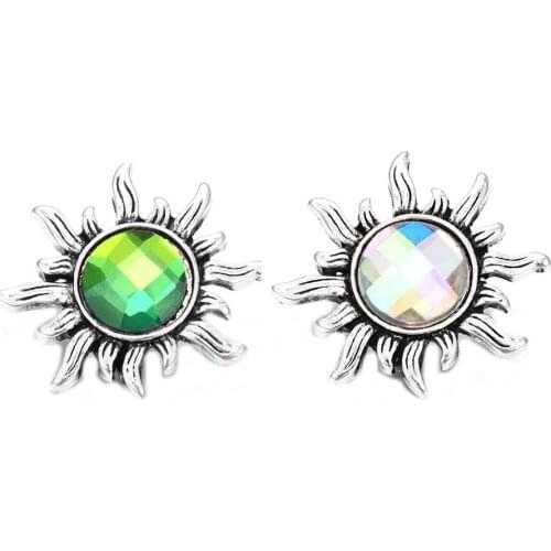 10pcs/lot New Snap Jewelry 18mm Snap Buttons Mixed Crystal Rhinestone Sun Metal Snaps for Snap Button Bracelet