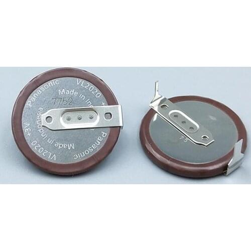 2pcs/lot Panasonic VL2020 3V 20mAh Car Key Fobs With Legs 180 degrees Rechargeable lithium button cell battery for BMW VL 2020