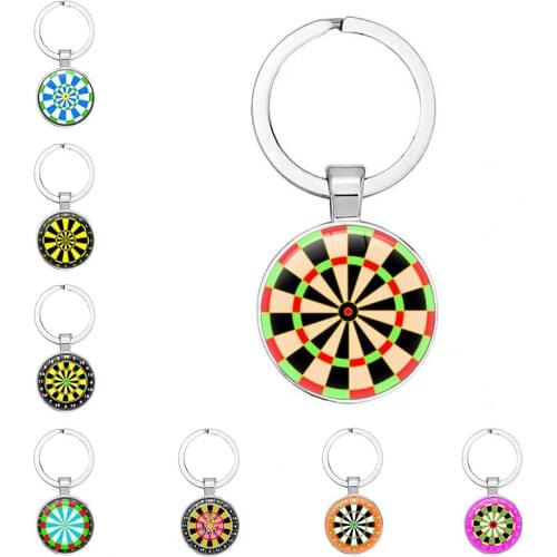 2021 Personality Darts Target Keychain Keyring Jewelry Pendant Convex Glass Jewelry Friend Gift