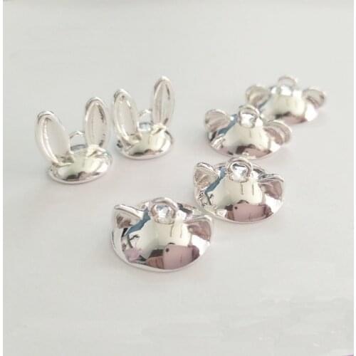 5pcs /lot Rabbit ears cat ears beads caps pendant buckle can be used with 14-15mm Pendant three-dimensional ball DIY jewelry