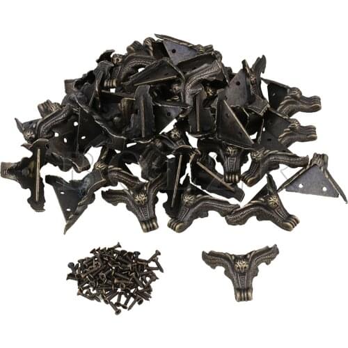 BQLZR 3x3x2.3cm Antique Bronze Decorative Owl Foot Type Corner Protector for Jewelry Wooden Boxes Pack of 40