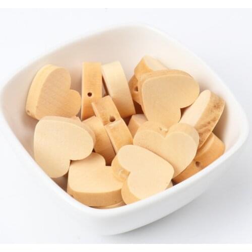 Natural Wooden Heart Wooden Spacer Beads For Jewelry making DIY kids 19mm 20pcs MT1481