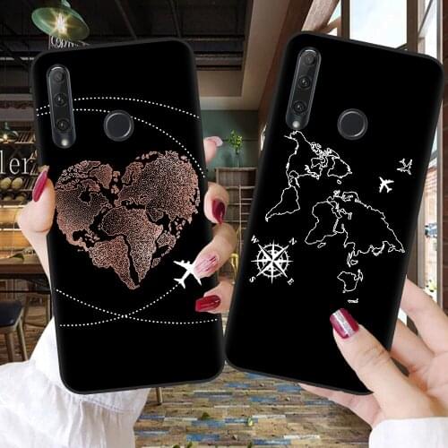 World Map Travel Just Go Pattern Phone Cases For Huawei Honor 10 20 30 Lite 10i 30i 8X 9X Pro Bumper Cover For Honor 10X Lite