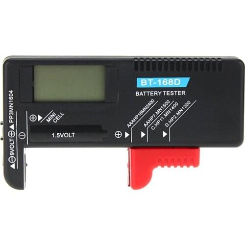 Digital Battery Tester Detector Capacity Diagnostic Tool Volt Checker for AAA AA C D 9V 1.5V Button Cell Battery BT-168