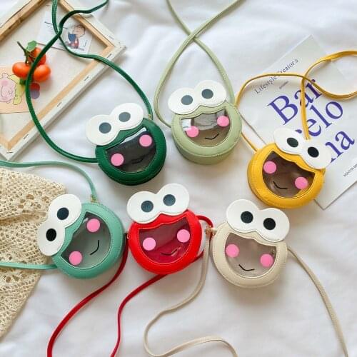Childrens Bag Women Coin Purse Key Bag Messenger Girl Cartoon Frog Lovely Princess Baby Shoulder Zero Wallet Small Round Bag