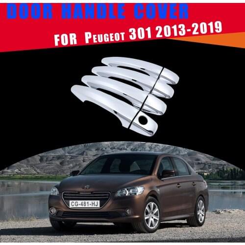 For Peugeot 301 2013 2014 2015 2016 2017 2018 2019 Chrome Door Handle Cover Exterior Trim Catch Car Cap Stickers Accessories ABS