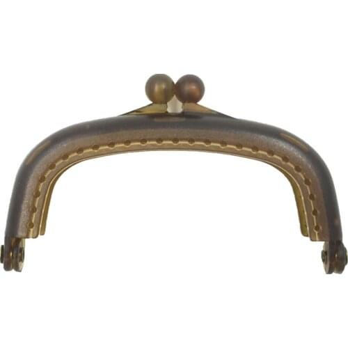 Brown Arch 8.5cm Plastic Purse Bag Frame Kiss Clasp Clutch Buckle Handbag Handle Ball Head DIY Luggage Accessories Sewing Holes