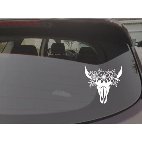 Cow Skull Decal Cow Skull With Flowers Sticker Country Truck Decal Skull Face Vinyl Decal Sticker Devil Decal Demon H010