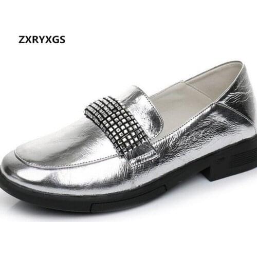 Hot Promotion 2020 New Spring Head Layer Cowhide Bright Patent Leather Shoes Comfort Non-slip Low Heel Shoes Fashion Women Shoes