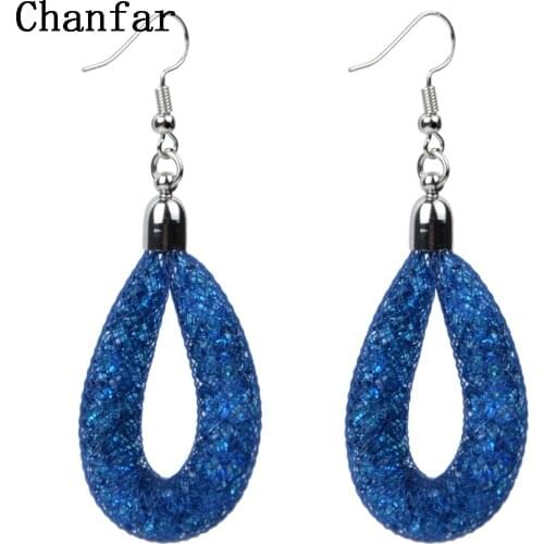 Hot sale Drop Mesh earring with tiny stones filled dangle Tube Crystal Earring