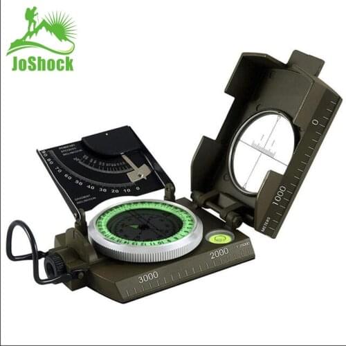 JOSHOCK Mulitifunctional Compass Army Metal Prismatic Sighting High Accuracy Waterproof Compass Outdoor Hiking Camping Climbing