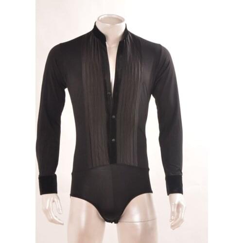 Mens Ballroom Shirts Latin Dance Top Mens Sexy Performance Dancewear 2017 New Arrival Deep V-neck Standup Collar