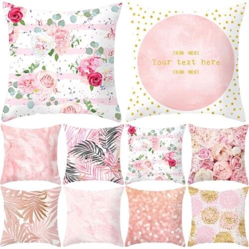 Cushion Cover Soft Washable Square Shape Rose Feathers Nordic Pillowcase for Bed Sofa Feathers Rose Flower Geometric Dandelion