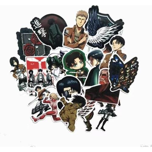 42Pcs/lot Japanese Anime Attack on titan Mikasa Levi Eren Stickers For Car Phone Luggage Laptop Bicycle Decal Sticker