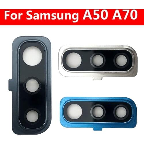 New For Samsung A50 A505F A70 A705F Back Rear Camera Glass Lens With Circle Cover Frame