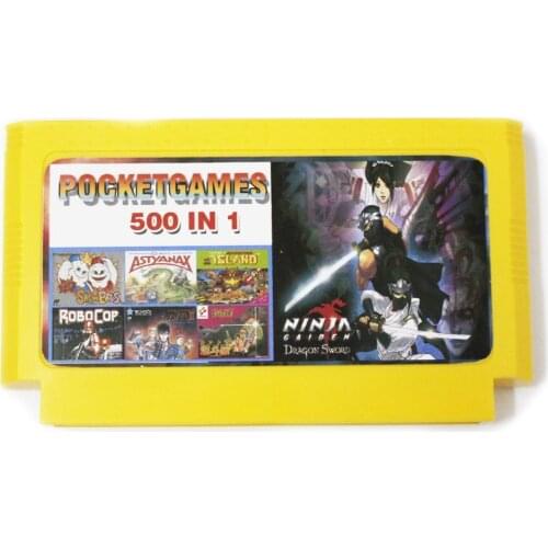 New Arrival 500 In 1 Pocket Games In 1 Cartridge Big Yellow Game Card For 8 Bit Game Player