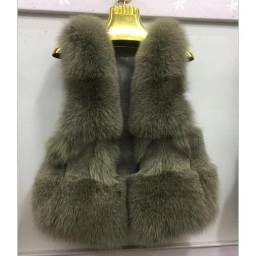 Autumn Winter Women Real Fox Fur Vest Female Genuine Fox Fur Coat Leather Jacket Warm Lady Gilet Natural Fox Fur Waistcoat