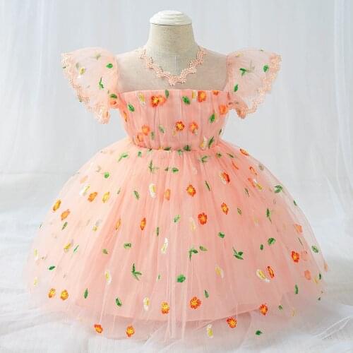 Flower Bridesmaid Dresses for Kids Baptism Birthday Dress for 1 Year Baby Girl Party Wedding Kid Clothes Evening Princess Dress