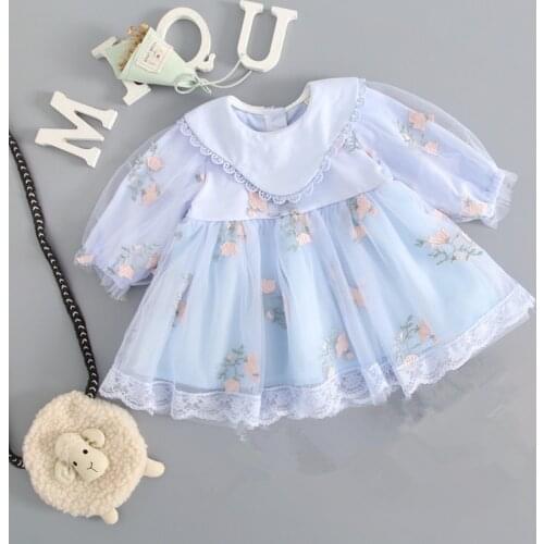 Infant Girls Princess Dress Embroidery Baby Christening Baptism Birthday Wedding Party Cute Clothes Ball Gown 0-3Y