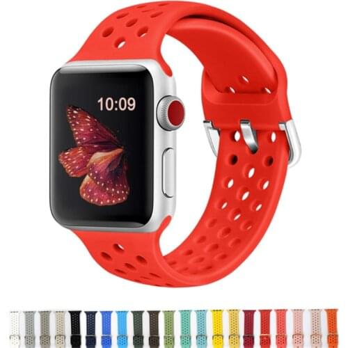 Rubber Sport Band For Apple Watch 6/SE/5/4/3/2/1 Strap For iWatch Silicone Band Soft Breathable Replacement 38MM 42MM 40MM 44MM