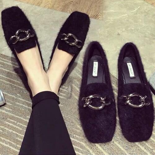 European station wool shoes womens winter wear 2019 new Korean version of flat shoes plus velvet cotton shoes bean shoes