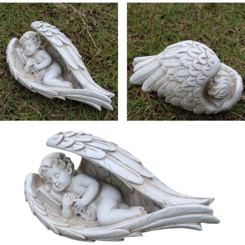 Sleeping in The Cherub Angel Statue Figurine Sculpture, Indoor Outdoor