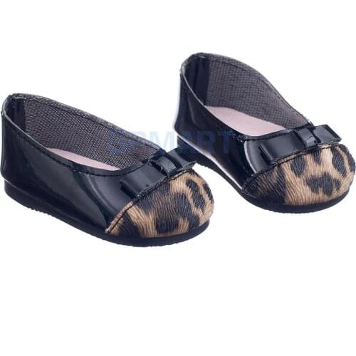 Black Leopard Pump Dolly Flat Ballerina Shoes for 18 inch My Life Journey Dolls