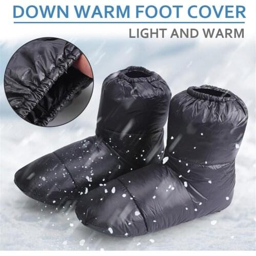 Outdoor Home Winter Goose Down Ultralight 80G Foot Cover Shoes Unisex Windproof Waterproof Foot Shoes Keep Warm Shoes