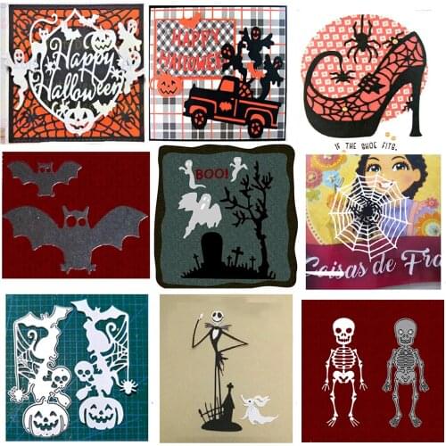 Witch pumpkin cat bat 2021 new Happy Halloween card metal cutting craft template diy scrapbook paper photo album embossing mold
