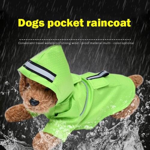 Pet Dog Waterproof Raincoat with Pockets Double-layered Jumpsuit Reflective Rain Coat Dog Outdoor Clothes Jacket for Dogs