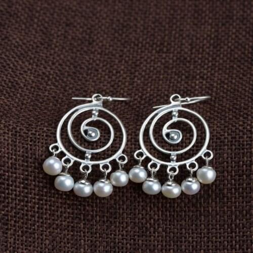 Restoring ancient ways process eardrop wholesale fashion in Europe and the female pearl earrings silver ornaments