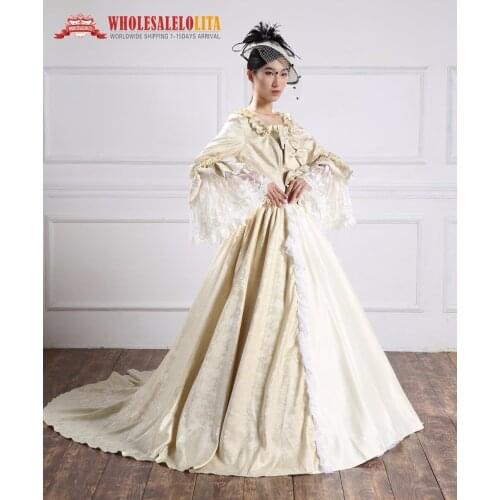 High Quality Holiday Champagne Baroque Marie Antoinette Dress 18th Century Renaissance Historical Period Costumes