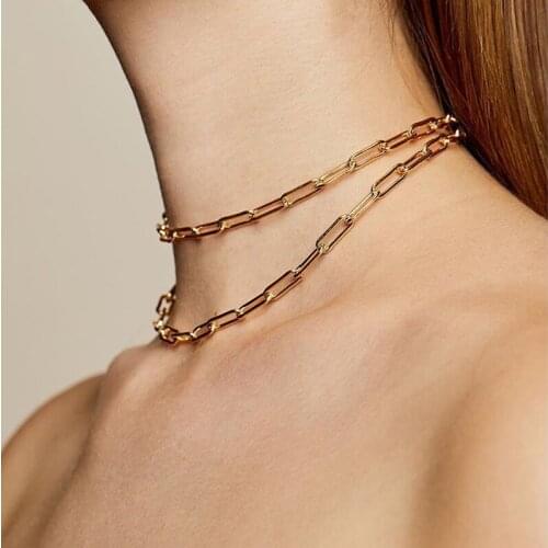 Gold Silver Color Metal Short Chain Chokers Necklaces New Punk Fashion Simple Statement Collar Necklace Women Men Party Jewelry